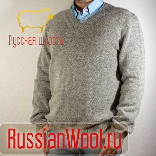 Мужской шерстяной пуловер серый