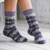 Носки шерстяные женские фиолетовые снежинки