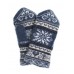 Варежки женские вязаные синие с орнаментом и белыми снежинками