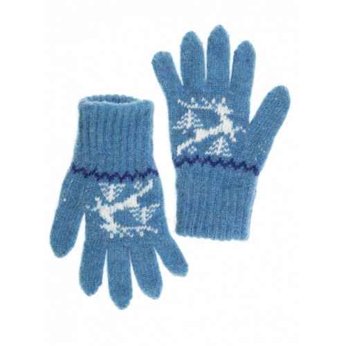 Перчатки детские синие Олень